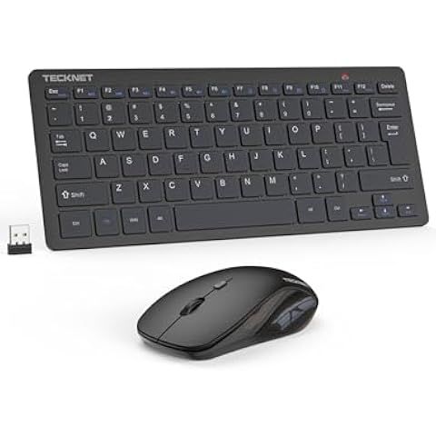 TECKNET Wireless Keyboard and Mouse Combo, Mini Cordless Computer Keyboard and Mouse Set 2.4GHz, Silent Adjustable 1600 DPI, Quiet Click, Lag-Free for Computer, Laptop, PC, Windows, Mac, Chrome OS Black