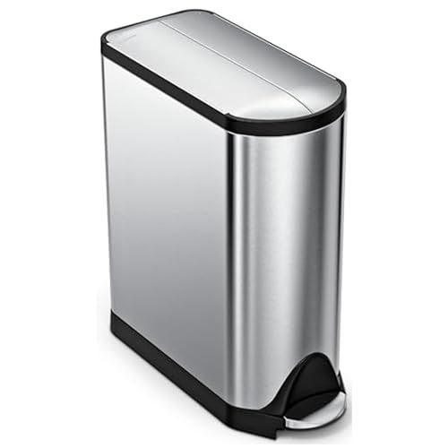 simplehuman 45 Liter / 11.9 Gallon Butterfly Lid Kitchen Step Trash Can, Brushed Stainless Steel