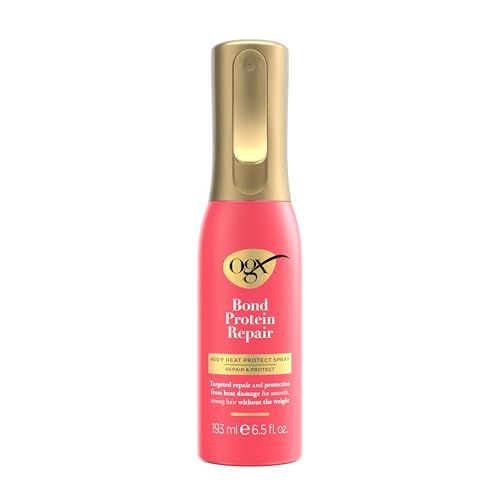 OGX Repair & Protect Bond Protein Repair 450°F Heat Protect Spray, Thermal Protection Spray for Targeted Damage Repair & Protection from Heat Damage, 6.5 fl. oz