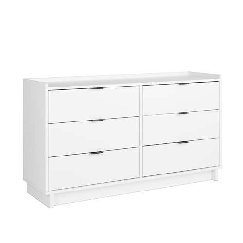 Prepac Double Drawer Dresser, 52.5" W x 29.5" H x 16" D, Simple White