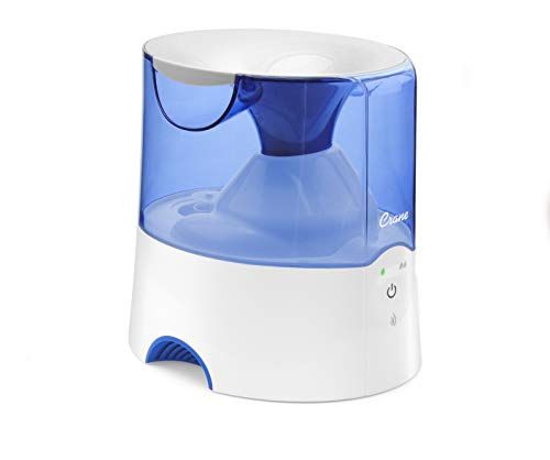 Crane Warm Mist Humidifier, 0.5 Gallon, Filter Free, Whisper Quite, Germ Free Mist, for Home Bedroom and Office, Blue & White