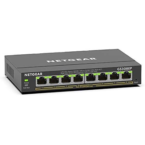 NETGEAR 8 Port PoE Gigabit Ethernet Plus Switch (GS308EP) - with 8 x PoE+ @ 62W, De...