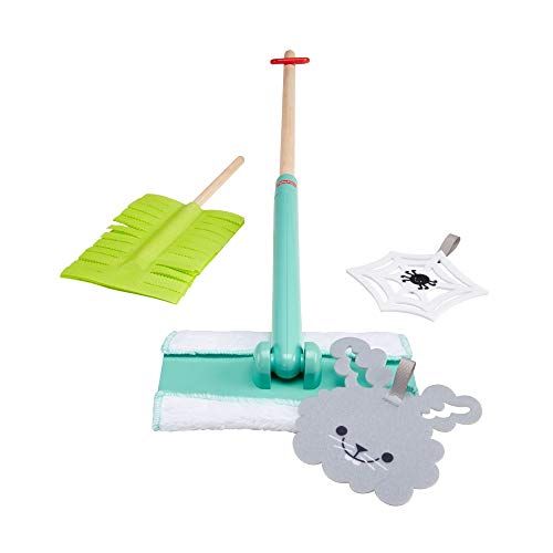 Fisher-Price Clean-up and Dust Set - 5-Piece Pretend Play Gift Set Featuring Real Wood for Preschoolers Ages 3 Years & Up
