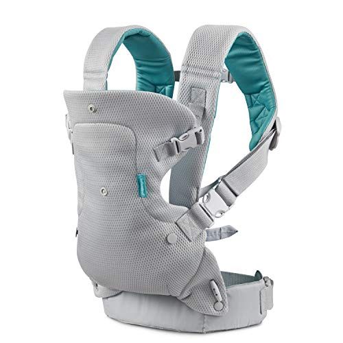 Infantino Flip 4-in-1 Light & Airy Convertible Carrier - Breathable, 4 Positions, Lumbar Support, Adjustable Waist Belt, Head Support, Ergonomic Seat, Adjustable Waistband, Plush Straps