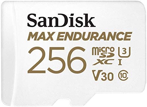 SanDisk 256GB MAX Endurance microSDXC Card with Adapter for Home Security Cameras and Dash cams - C10, U3, V30, 4K UHD, Micro SD Card - SDSQQVR-256G-GN6IA