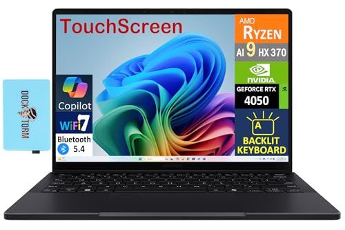 ASUS 2025 ProArt PX13 (Replace P16) 2-in-1 AI Laptop 13.3" Touch OLED 3K 500 nits Display (Ryzen AI 9 HX 370, 32GB LPDDR5X, 1TB SSD, Backlit KYB, WiFi 7, BT 5.4, Win11P) w/DKZ USB Port Expander