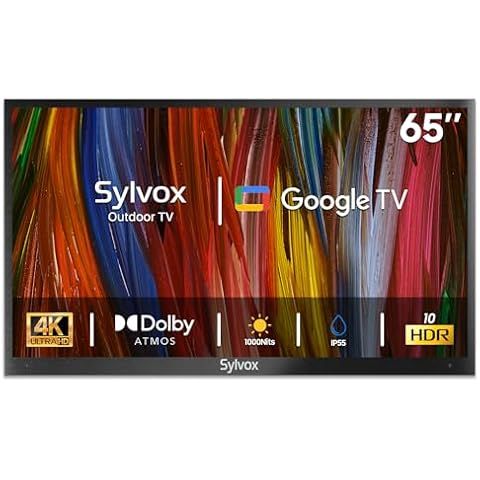 SYLVOX Outdoor TV, 65 inch Smart TV Waterproof Outdoor TVs, 4K Weatherproof Televis...