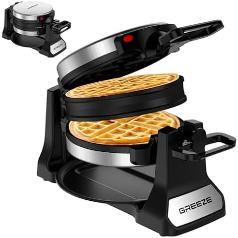 Waffle Maker, Double Belgian Waffle Maker 180°Flip, 1400W Waffle Iron 8 Slices, Rot...