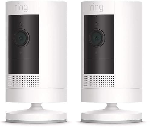 Ring Outdoor Cam (Stick Up Cam), Weather-resistant home or business security camera, outdoor ready, Live View, Color Night Vision, Two-Way Talk, motion alerts, Works with Alexa, 2-pack, White