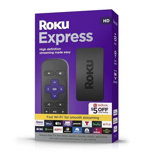 Roku Express (New) HD Streaming Device, with High-Speed HDMI Cable and Simple Remote (no TV Controls), Guided Setup, and Fast Wi-Fi, with MTC HDMI Cable and USB Extension Cord