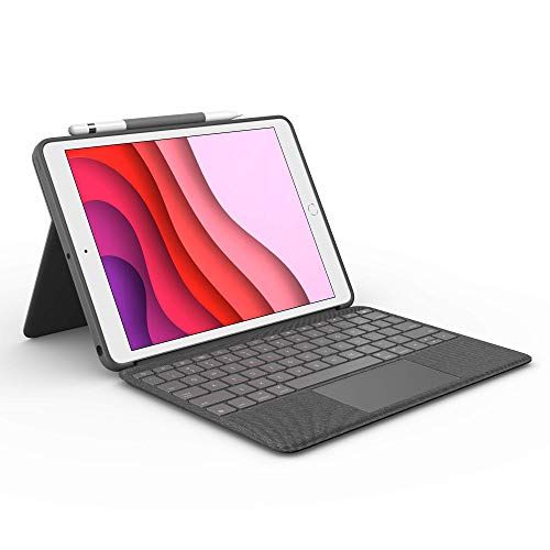 Logitech Combo Touch for iPad (7th Generation) Keyboard case with trackpad, Wireless Keyboard, and Smart Connector Technology – Graphite