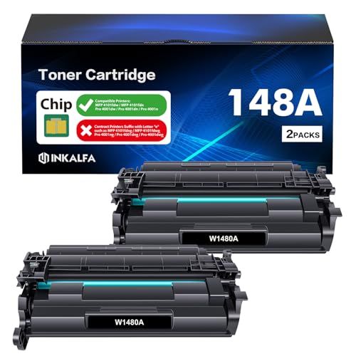 148A Toner Cartridge Black Compatible Replacement for HP 148A 148X W1480A W1480X for HP Laserjet Pro MFP 4101fdw 4101fdn 4001dw 4001dn 4001n Printer High Yield Ink (with Chip) (2 Pack)