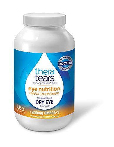 Thera Tears 1200mg Omega 3 Supplement for Eye Nutrition, Organic Flaxseed Triglyceride Fish Oil and Vitamin E, 180 Count