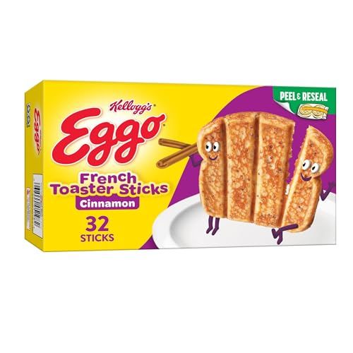 Eggo Frozen French Toast Sticks, Frozen Breakfast, Breakfast Food, Cinnamon, 12.7oz Box (32 Sticks)