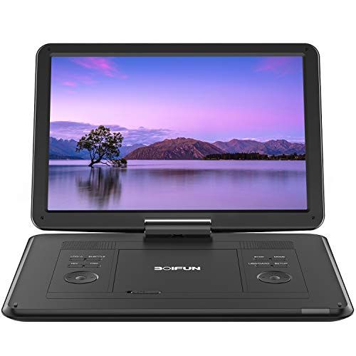 17.5" Portable DVD Player with 15.6“ Large HD Screen, 6 Hours Rechargeable Battery, Support USB/SD Card/Sync TV and Multiple Disc Formats, High Volume Speaker, Black
