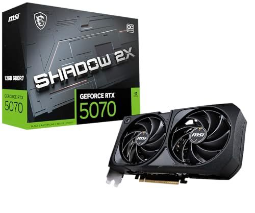 MSI Gaming RTX 5070 12G Shadow 2X OC Graphics Card (12GB GDDR7, 192-bit, Extreme Performance: 2557 MHz, DisplayPort x3 2.1a, HDMI 2.1b, NVIDIA Blackwell Architecture)