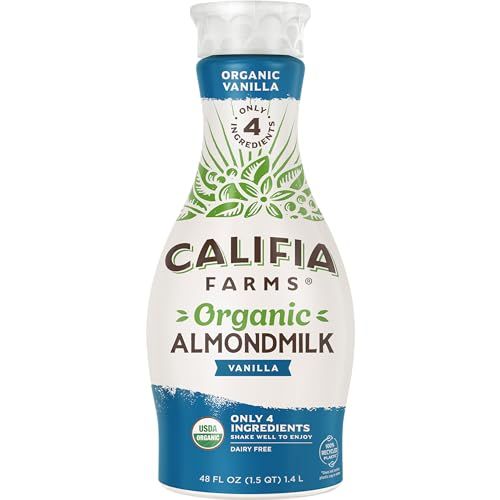 Califia Farms - Organic Vanilla Almond Milk, 48 Oz, Dairy Free, Vegan, Plant Based, Organic Milk, Non GMO, Low Calorie, USDA Organic
