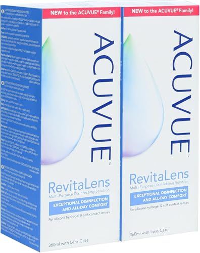 ACU vue Revita Contact Lens Solution, Multi-Purpose Disinfecting Solution for Soft Contact Lenses, Lens Case Included, 12.17 fl oz (360ml), Pack of 2