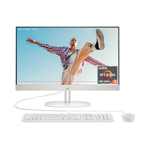 HP 24 inch All-in-One Desktop PC, FHD Touchscreen, AMD Ryzen 3 7320U, 8 GB RAM, 256 GB SSD, AMD Radeon Graphics, Windows 11 Home, 24-cr0220 (2024)