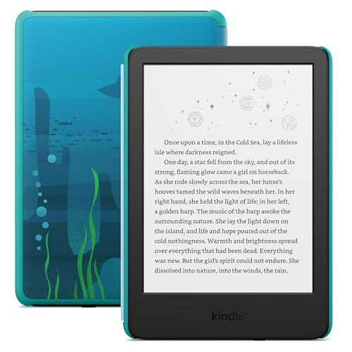 Amazon Kindle Kids 16GB (newest model) - If it breaks, we will replace it, includes ad-free books and cover, with glare-free display, faster page turns - Ocean Explorer