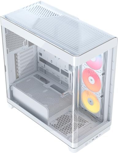 CORSAIR Frame 4500X RS-R ARGB Panoramic Glass Mid-Tower PC Case – InfiniRail Mounting System, Fits Dual 360mm Radiators, GPU Anti-Sag, 3X RS120R Fans Included – White
