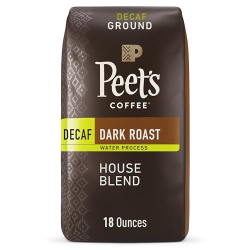 Peet's Coffee, Dark Roast Decaffeinated Ground Coffee - Decaf House Blend 18 Ounce Bag