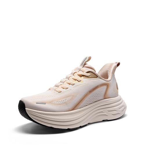 ALLSWIFIT Women's Slip On Walking Shoes Hands-Free Cushion Running Tennis Shoes Non-Slip Comfortable Workout Gym Sports Athletic Fashion Sneakers ActiveBreeze2.0,Size 9,Beige,SARS26001W
