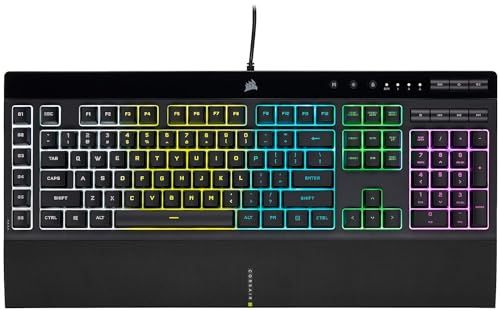 Corsair K55 RGB PRO Membrane Wired Gaming Keyboard – IP42 Dust and Spill-Resistant – 6 Macro Keys with Elgato Integration – iCUE Compatible – QWERTY NA – PC, Mac, Xbox – Black