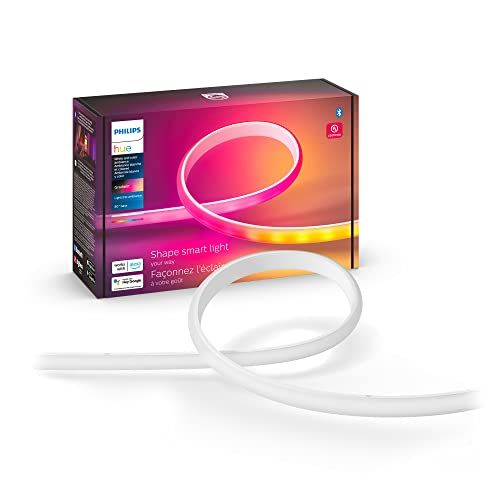 Philips Hue Bluetooth Gradient Ambaince Smart Lightstrip 2m/6ft Base Kit with Plug, (Muticolor Strip, Works with Apple Homekit and Google Home), White