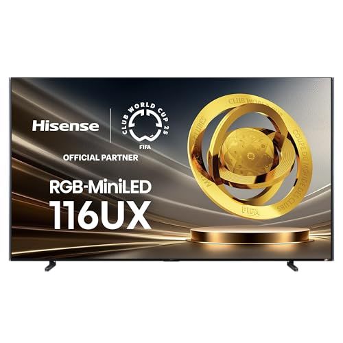 Hisense 116-Inch Class RGB-MiniLED ULED Premium X Series 4K UHD HDR Google Smart TV(116UX, 2025) - RGB Backlight QLED, Up to 8000 nits, 3D Color Master Pro, Native 165Hz, 6.2.2 CineStage X Surround