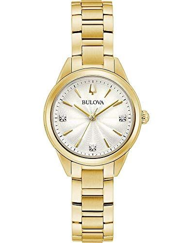 Bulova Women's Quartz Stainless Steel Strap, Gold, 14 Casual Watch (Model: 97P150)