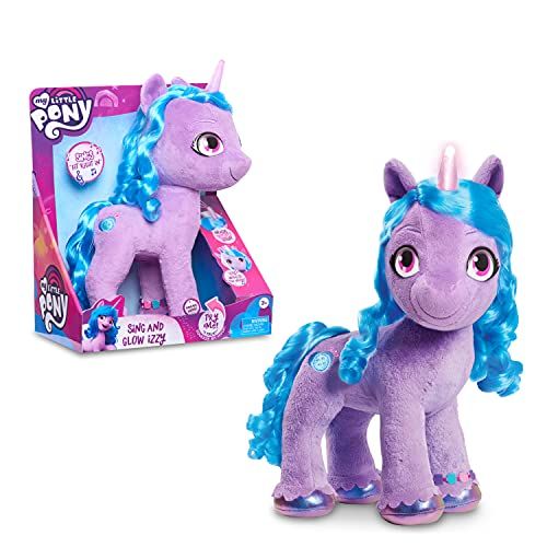 My Little Pony Sing and Glow Izzy, 13-Inch Lights and Sounds, Musical Feature Plush, Sings “Fit Right In”, Stuffed Animal, Horse, by Just Play
