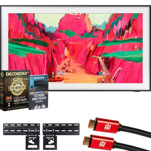 Samsung QN75LS03FW 75 inch The Frame Pro 4K Neo QLED Mini LED Smart TV (2025) Bundle with CPS Exclusive 26 Month Protection, 2X HDMI Cables & Deco Gear Complete Home Theater Beginner's Guidebook