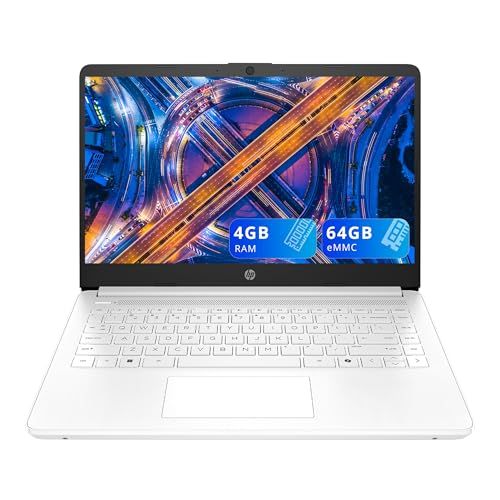 HP 14" HD Display Laptop, Intel Celeron N4500, 4GB ram, 64GB eMMC, Intel UHD Graphics, Wi-Fi 6, 720p HD Camera, Media Card Reader, Win 11S, White (Renewed)