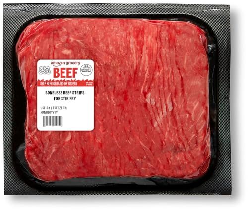Amazon Grocery, Beef Strips for Stir Fry, Boneless, USDA Choice, Weight Varies