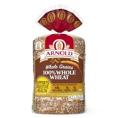Arnold Whole Grains 100% Bread, Soft Whole Wheat Wheat Bread, 24 oz Bag