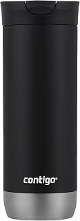 Huron Vacuum-Insulated Stainless Steel Travel Mug, 16oz Licorice - Leak-Proof Lid for Hot/Cold Beverages, Fits Most Cup Holdersand Brewers