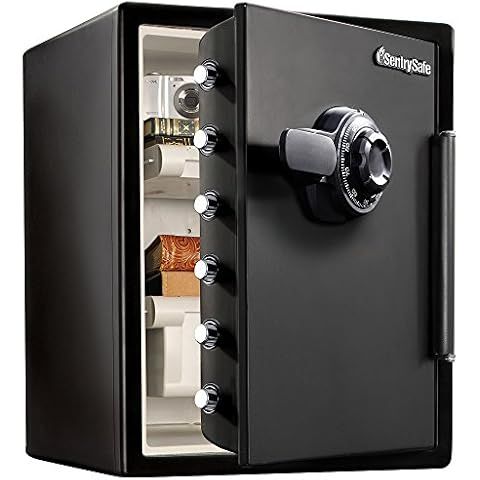 SentrySafe Black Fireproof Waterproof Floor Safe with Dial Combination Lock for Hom...