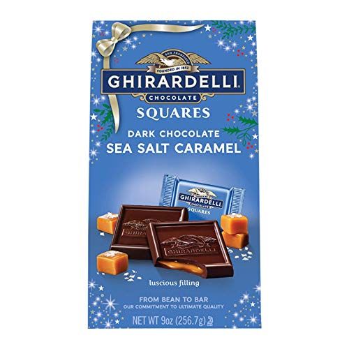 Ghirardelli Dark Chocolate Squares Filled with Creamy Sea Salt Caramel Large Holiday Bag, 9.0 Ounce