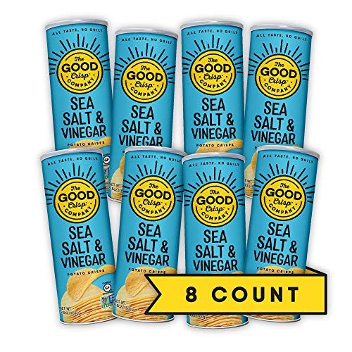 The Good Crisp Company, Salt and Vinegar, Gluten Free Potato Chips (5.6oz, Pack of 8), Non-GMO, Allergen Friendly, Stacked Potato Chips, Gluten Free Snacks