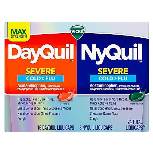Vicks DayQuil & Nyquil Severe Cold, Flu & Congestion Medicine, 24 Count