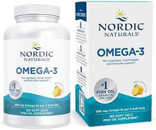 Nordic Naturals Omega-3, Lemon Flavor - 180 Soft Gels - 690 mg Omega-3 - Fish Oil - EPA& DHA - Immune Support, Brain & Heart Health, Optimal Wellness - Non-GMO - 90 Servings