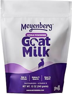 Meyenberg Whole Powdered Goat Milk, 12 Ounce, Resealable Pouch, Gluten Free, Vitamin D (Pack of 1)