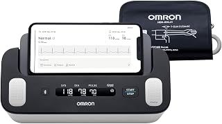 Complete 2-in-1 Upper Arm Blood Pressure Monitor and 1-Lead EKG Monitor, Clinically Validated, Medical Grade, Blood Pressure Machine, with Free Omron Connect app for iOS and Android (BP7900)