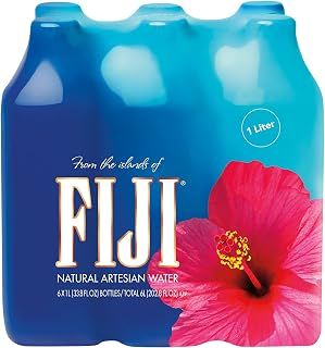 FIJI Natural Artesian Bottled Water 1 Liter / 33.8 Fl Ounce (Pack of 6)
