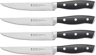 HENCKELS Forged Accent Razor-Sharp Steak Knife Set of 4, Black, German Engineered Knife Informed by over 100 Years of Mastery