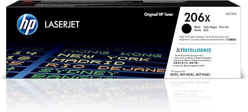 HP 206X Black High-yield Toner Cartridge | Works with HP Color LaserJet Pro M255, HP Color LaserJet Pro MFP M282, M283 Series | W2110X, Pack of 1, Black