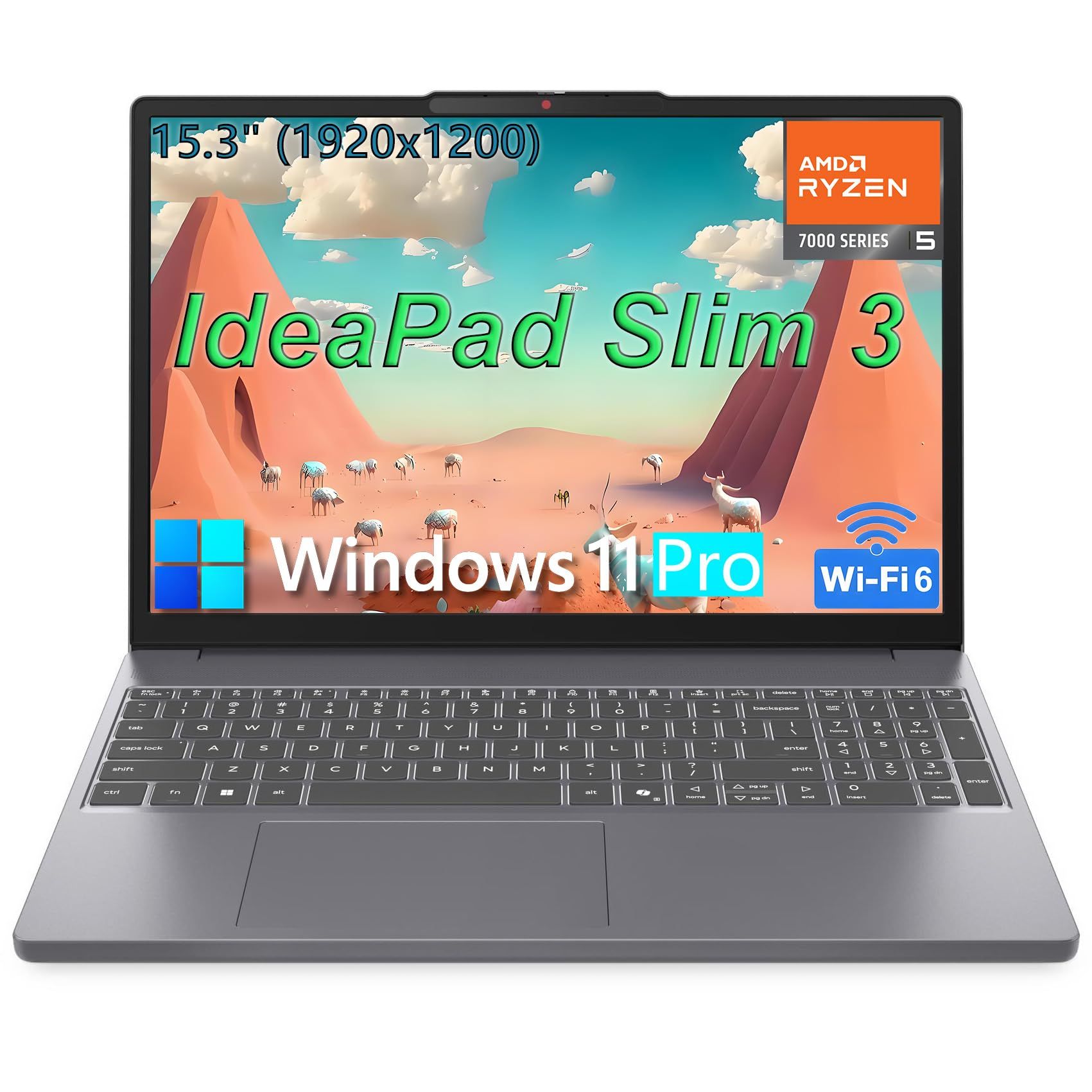 Lenovo IdeaPad Laptop Computer for Home Student Business, AMD Ryzen 5 7535HS (Beat i5-13500H), 15.3" FHD+, 40GB DDR5 RAM, 1TB PCIe SSD, WiFi 6, Bluetooth 5.3, HDMI, Luna Grey, Windows 11 Pro, Wendbo