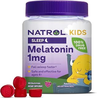 Natrol Kids Melatonin 1 mg, Dietary Supplement for Restful Sleep, Melatonin Gummies for Kids, 90 Raspberry-Flavored Melatonin Gummies, Up to a 90 Day Supply