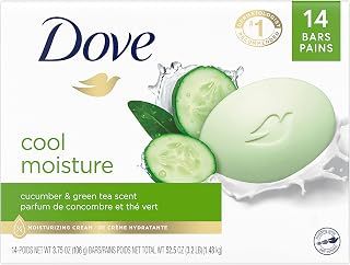 Dove Skin Care Beauty Bar For Softer Skin Cucumber and Green Tea More Moisturizing Than Bar Soap 3.75 oz, 14 Bars